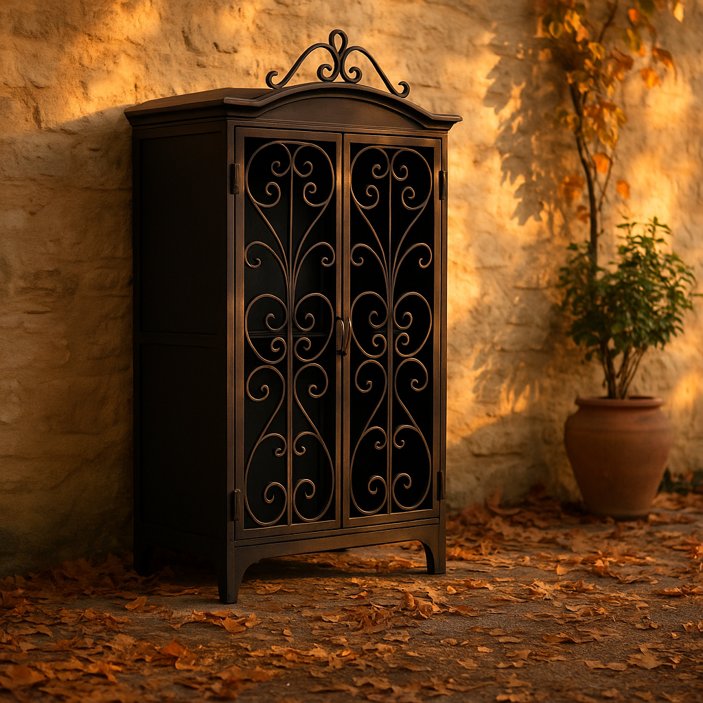 Banco y consola metálica de estilo industrial