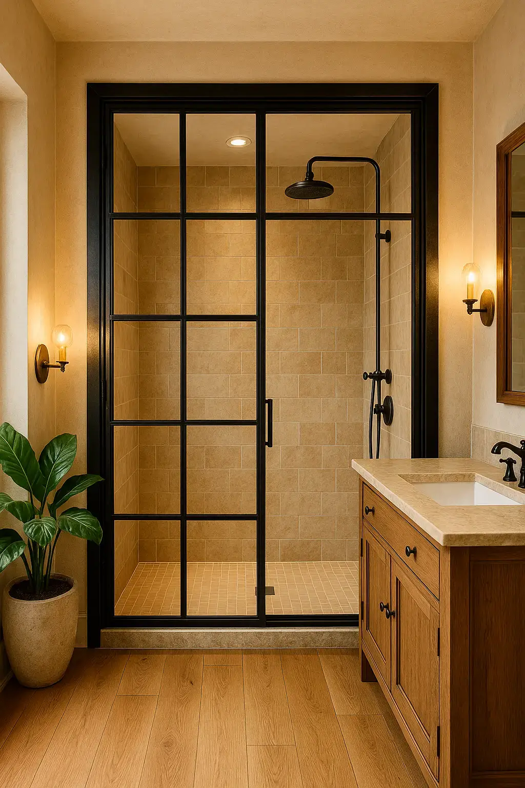 Puerta de hierro y cristal corredera de interior/baño